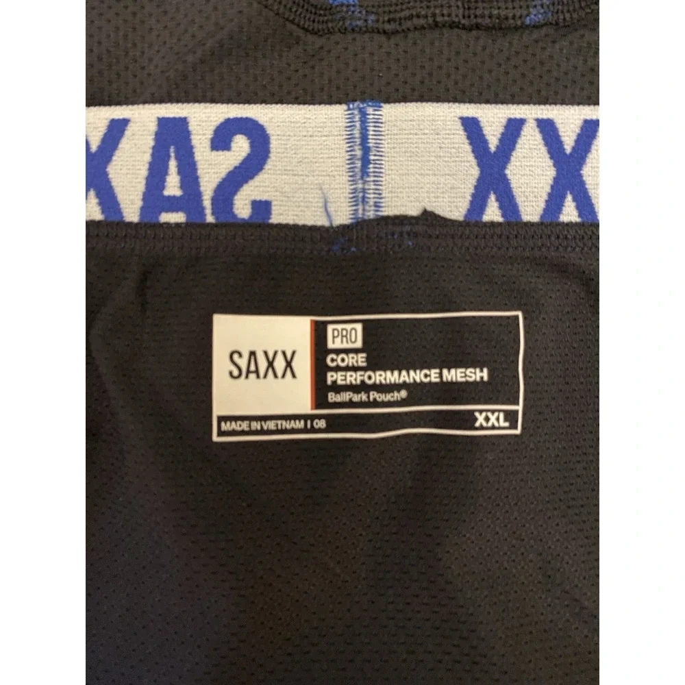 New! Saxx Men's Core Performance Mesh Blue/White Boxer Briefs Sz XXL
